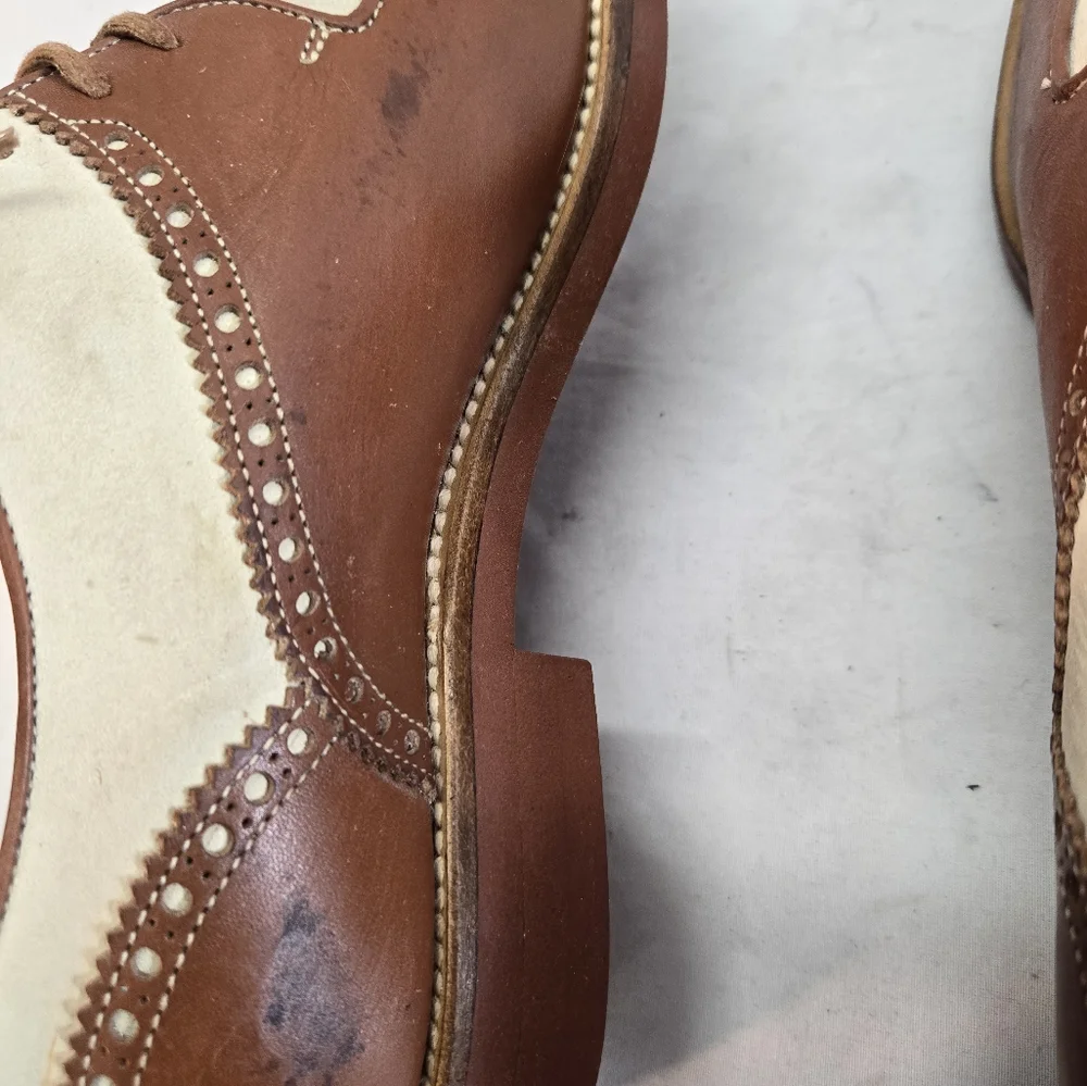 Vintage Gucci Spectator Men's 41D Brown Beige Italy Derby Oxfords Dress Shoes